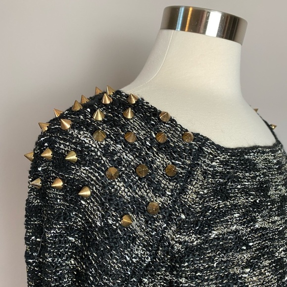 NWTs Crewneck Sweater w/Metallic Metal Shoulder Spikes Whimsygoth Punk Hardware - Picture 2 of 8